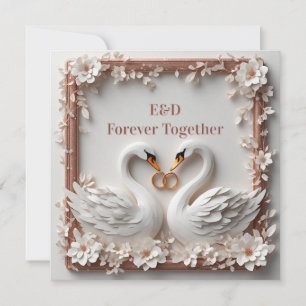 🕊️ Swan Heart Floral Frame Wedding Collection 🕊️ Invitation