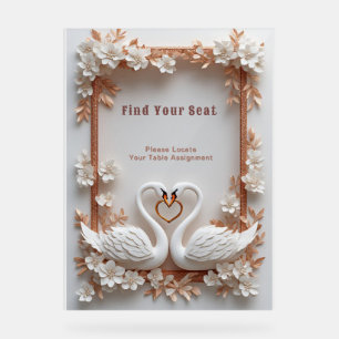 💍 Swan Heart Wedding Decor With Floral Frame 💍