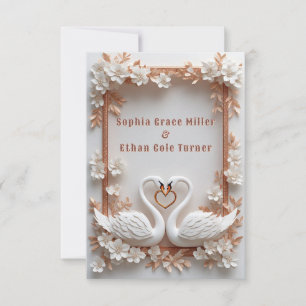 💍 Swan Heart Wedding Decor With Floral Frame 💍 Save The Date