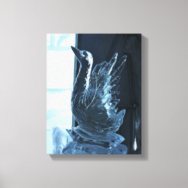 Swan Ice Sculpture, Quebec, Canada Canvas Print (Front)