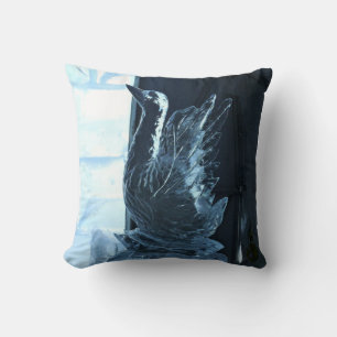 Swan Ice Sculpture, Quebec, Canada Throw Pillow