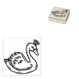 Swan in crown rubber stamp