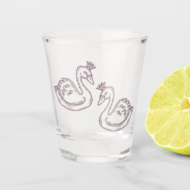 Swan in crown shot glass (Front)