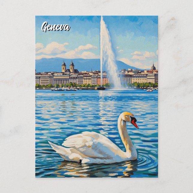 Swan in Geneva Switzerland Travel  Postcard (Front)