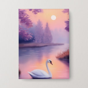 swan in the pond during sunset