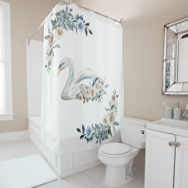 Swan Lake Bathroom Shower Curtain (In Situ)