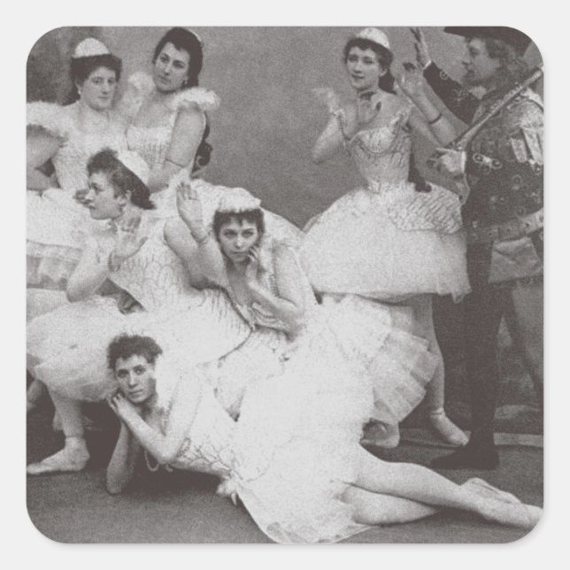 Swan Lake, Mariinsky Theatre, 1895 (b/w photo) Square Sticker (Front)
