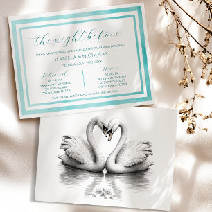 Swan Lake Rehearsal Dinner Invite   Elegant Script
