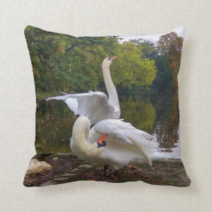 Swan lake throw pillow