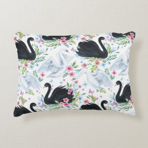 Swan Lake: Watercolor Pastel Pattern. Accent Pillow