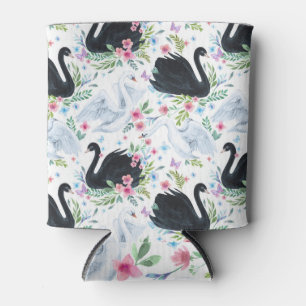 Swan Lake: Watercolor Pastel Pattern. Can Cooler
