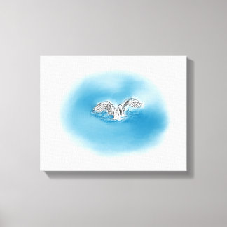 Swan Landing Into Water Canvas Art