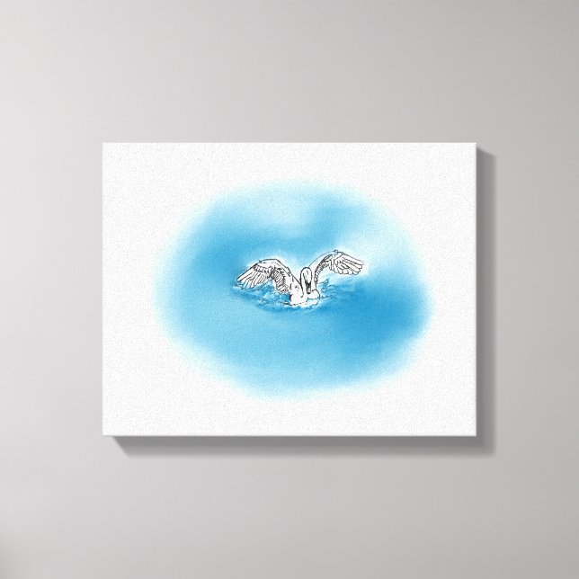 Swan Landing Into Water Canvas Art (Front)