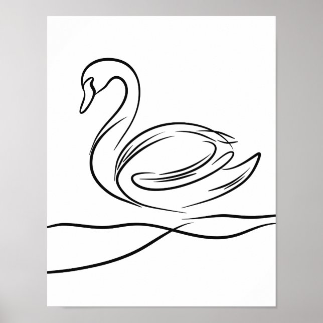 Swan Line Art Poster | Irish River Wildlife (Front)