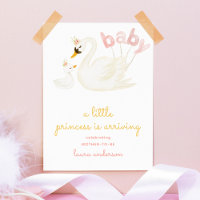 Swan Little Princess Watercolor Pink Baby Shower