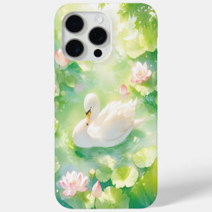 Swan Lotus Pond iPhone 15 Pro Max Case