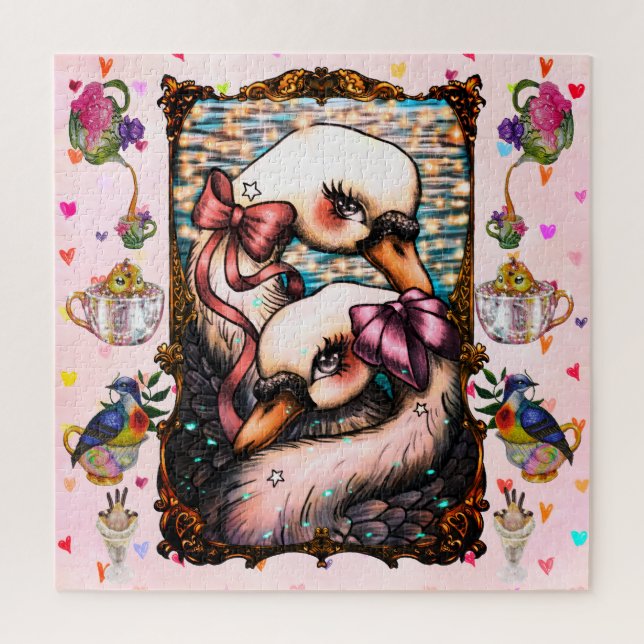 Swan lovers jigsaw puzzle (Vertical)