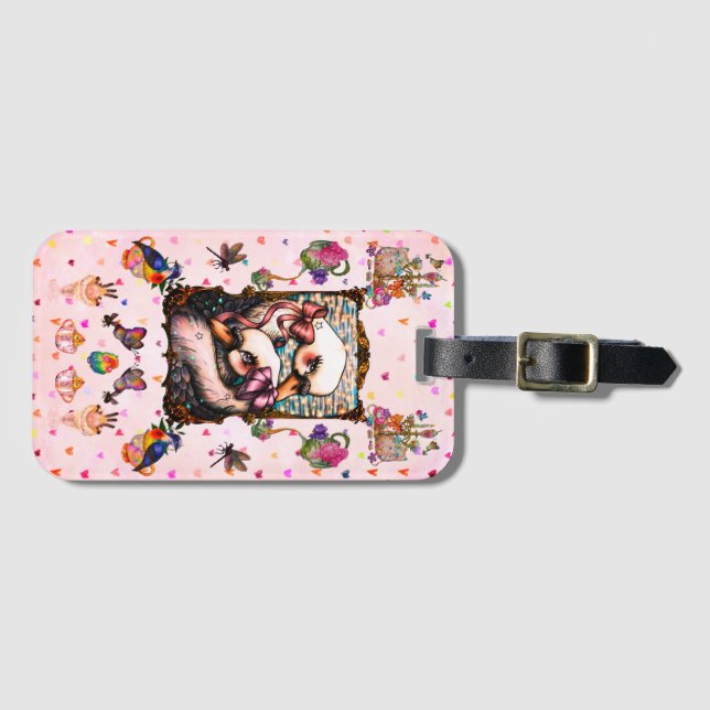 Swan lovers luggage tag (Front Horizontal)