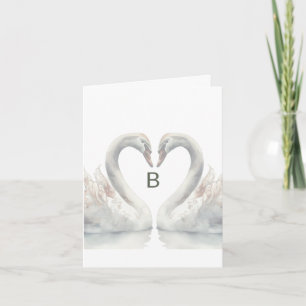 Swan Monogram Folded Note Card