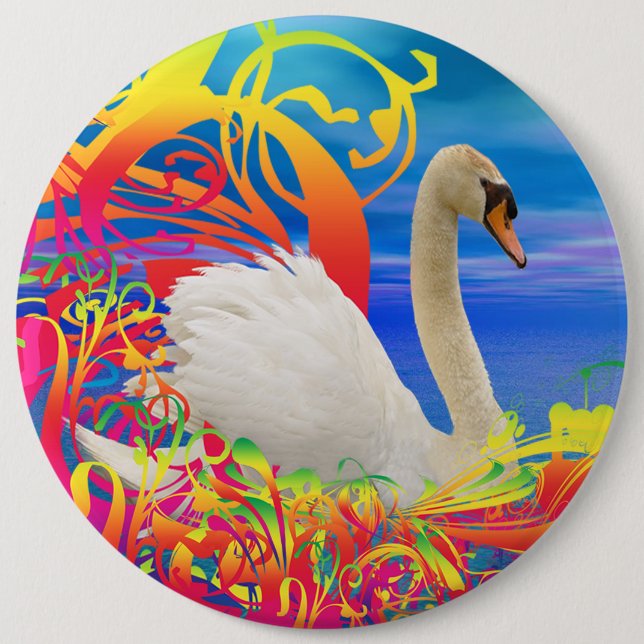 Swan Nest 6 Inch Round Button (Front)