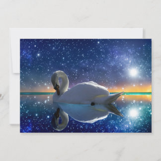 Swan On A Starry Night - Carte de voeux Plat