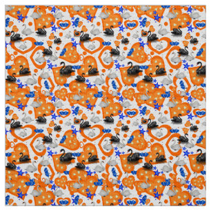 Swan Orange Hearts Fabric
