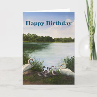 Swan Painting Birthday Card with Shakespeare Quote