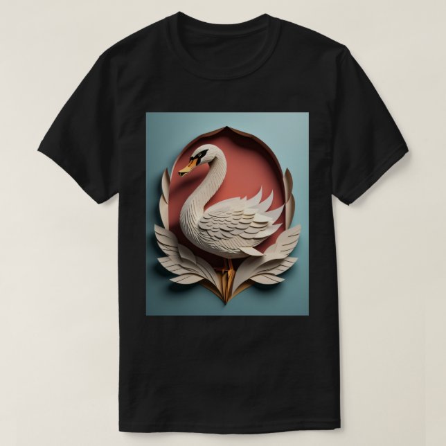 Swan Paper Art Design T-shirt  (Design Front)