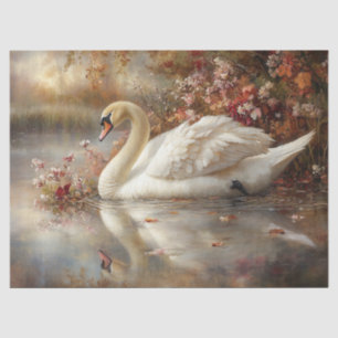 Swan Pastel Autumn Foliage Painting Decoupage Tissue Paper