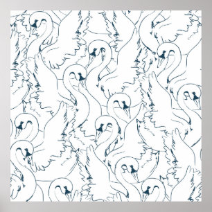 Swan Pattern Seamlessswan, pattern, abstract, back Poster