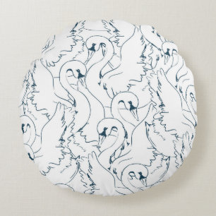 Swan Pattern Seamlessswan, pattern, abstract, back Round Pillow
