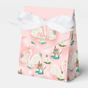 Swan Pond Gold Pink Baby Shower Favor Box
