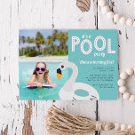 Swan Pool Float | Photo Kids Birthday Party Invitation<br><div class="desc">Adorable summer birthday party invitations for your little one's poolside bash feature a white swan pool float illustration with "it's a pool party" in cute retro lettering on a vibrant turquoise background. Personalize with your birthday party details beneath. Add a favourite photo of the birthday girl for a cool personal...</div>