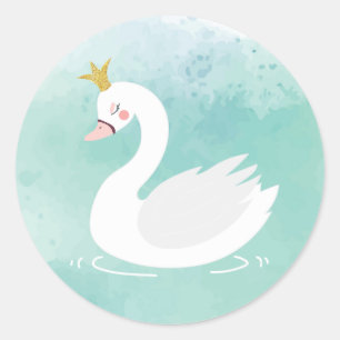 Swan Princess Birthday Envelope Seals, Swan Lake Classic Round Sticker