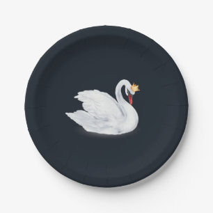 Swan Princess Black and White Paper Plate