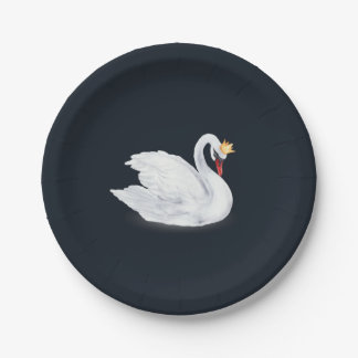Swan Princess Black and White Paper Plate