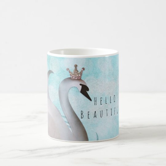 Swan Princess Faux Gold Glitter Chic Fairy Tale Coffee Mug