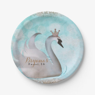 Swan Princess Glitter Fairy Tale Birthday Party Paper Plate