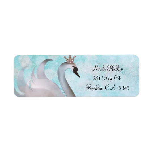 Swan Princess Glitter Fairy Tale Party Invitation Return Address Label