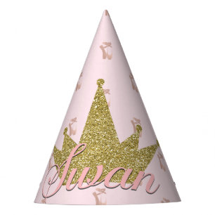 Swan Princess Gold Glitter Crown Birthday Party Hat