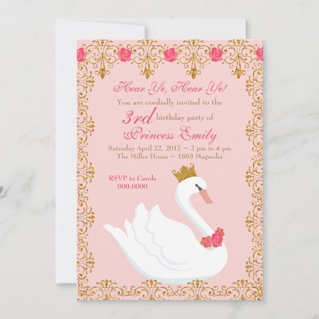 Swan Princess Invitation (Front)