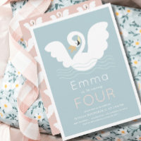 Swan Princess Modern Blue Girl Birthday