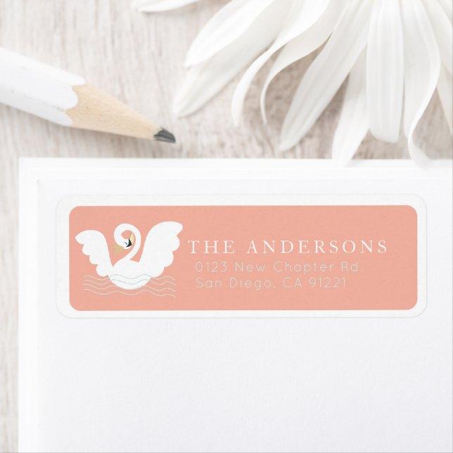 Swan Princess Modern Pink Adresse de retour (En situation)