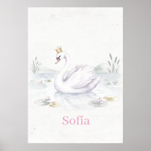 Swan Princess Nursery Wall Art / Personalized Baby