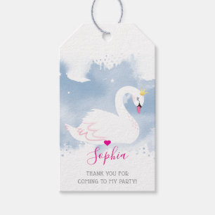 SWAN PRINCESS PARTY thank you pretty girly blue Gift Tags