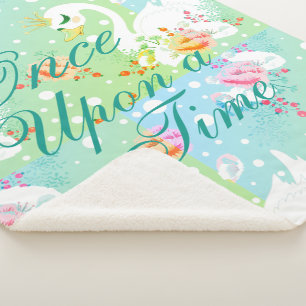 Swan Princess Pattern Custom "Once Upon a Time" Sherpa Blanket