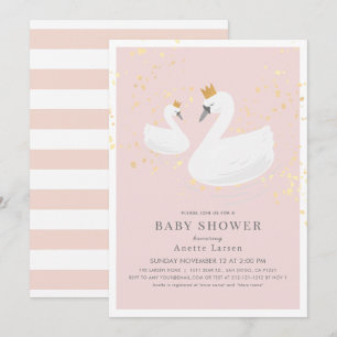 Swan Princess Pink Baby Shower Invitation