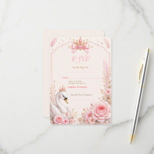 Swan Princess Pink Fairy Tale Birthday Party RSVP Card