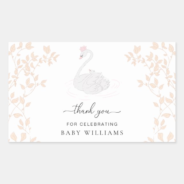 Swan Princess Thank You Favour Sticker (Front)