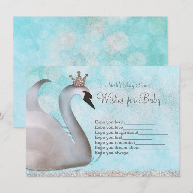 Swan Princess Wishes for Baby Shower Game Invitation (Front/Back)